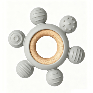 <span class=keywords><strong>Juguete</strong></span> de Silicona con Anillo de Madera de Grado Alimenticio, Forma Redonda, Libre de BPA, <span class=keywords><strong>Juguete</strong></span> Suave <span class=keywords><strong>para</strong></span> la Dentición del Bebé, Mordedor <span class=keywords><strong>para</strong></span> Recién Nacidos - Product Image 1