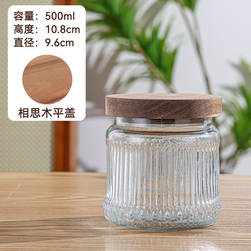 500 couvercles ronds verticaux en bois d'acacia, plats et transparents.