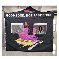 Zonnige Markt Buitenkraam Rood Zwart Voedselverkoperskraam 10x10 ft Fruit Groente Drank Donut Pizza Hamburger Tent met logo