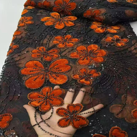 Nouvelle arrivée, dentelle de haute qualité pour mariage, dentelle à fleurs 3D brodée, dentelle noire avec perles pour mariages