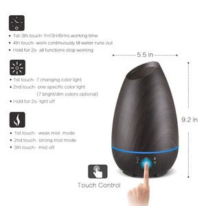 Difusor de aceite esencial táctil de 500ml con humidificador eléctrico de diseño de madera elegante para el hogar o la oficina enchufe de EE. UU. - Product Image 2