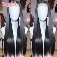 Perruques frontales sans colle NewWave en cheveux humains indiens lisses 13x4 noirs pour femmes, densité 200%, longues, avec dentelle transparente