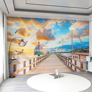 <span class=keywords><strong>Papier</strong></span> <span class=keywords><strong>peint</strong></span> 3D Espace <span class=keywords><strong>Mer</strong></span> Paysage Restaurant Salon B & B <span class=keywords><strong>Chambre</strong></span> à coucher Thé au lait Boutique Fond d'écran - Product Image 1