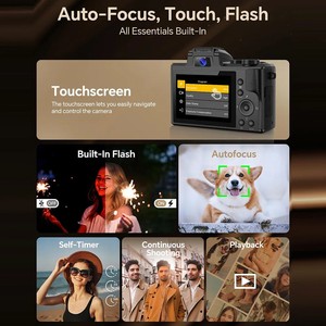 Appareil photo numérique 8K avec autofocus, photographie avec Wifi et écran tactile, caméra <span class=keywords><strong>de</strong></span> vlogging, fonctionnalité d'enregistrement, caméra à écran tactile - Product Image 6