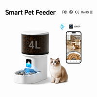 Station d'alimentation automatique intelligente pour animaux de compagnie 4L avec caméra 1080P HD, interactif vocal en temps réel, distributeur de croquettes programmable pour chats et chiens