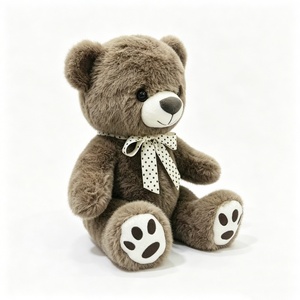 Oso de peluche suave gris marrón, oso de peluche marrón taupe, oso de peluche marrón tierra con detalles en blanco - Product Image 3