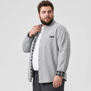 Giacca in Maglia Oversize per Uomini di Taglia Grande, Camicia Giacca in Cotone Elasticizzato Traspirante e Morbido, con Bottoni, Taglie fino a 6XL 7XL 8XL 9XL 10XL - Product Image 2