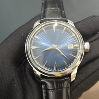 Montre mécanique automatique pour homme en acier inoxydable avec logo personnalisé, aiguilles lumineuses, cadran en verre minéral, fermoir papillon, 3BAR