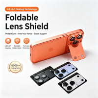Nieuw ontwerp 9H hardheid gehard glas 2.5D 2-in-1 camera lensfolie met metalen ringstandaard voor 17 Pro Max