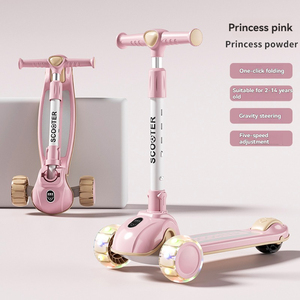 Trottinette pour enfants réglable et pliable avec 3 roues LED clignotantes, style moderne pour les jeux en plein air, pour les enfants de 3 à 12 <span class=keywords><strong>ans</strong></span> - Product Image 2