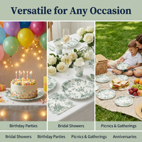 Ensemble de vaisselle jetable en papier avec bord doré, assiettes écologiques compostables pour mariage, anniversaire, traiteur, pique-nique, fête, 120 pièces