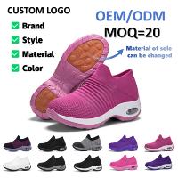 Baskets de marche confortables pour femmes, à enfiler, respirantes, avec logo personnalisé, semelle amortissante, faciles à mettre et à enlever, idéales pour l'été et le printemps.