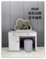 Coiffeuse moderne à LED avec miroir effet nuage, plateau diamanté et tiroirs de rangement, ensemble de table de maquillage pour chambre à coucher, vente en gros