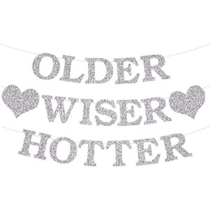 Bannière Cœur Pailleté « Plus Vieille, Plus Sagesse, Plus Chaleur » pour Femmes – Décoration et <span class=keywords><strong>Cadeau</strong></span> pour Anniversaires <span class=keywords><strong>30</strong></span>, 40, 50, 60, 70, 80 <span class=keywords><strong>ans</strong></span> (Argent) - Product Image 1