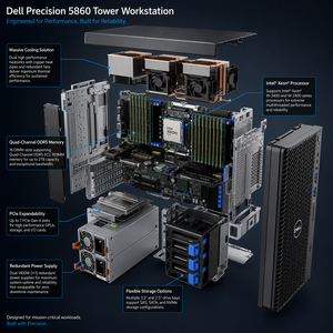 Miglior <span class=keywords><strong>Prezzo</strong></span> <span class=keywords><strong>Dell</strong></span> <span class=keywords><strong>Precision</strong></span> 5860 Tower, Workstation PC Tower con Processore Intel Xeon Serie W per Ingegneria e Data Center - Product Image 4