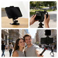 Support de téléphone en alliage d'aluminium avec 2 griffes froides et fixation Arca, support de téléphone rotatif à 360° pour appareil photo, trous de vis 1/4 pouce, compatible iPhone Vlog