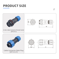 Conector Impermeable SP1710 SP1711 SP1712 Macho Hembra con Tuerca Trasera para Montaje en Panel, 2/3/4/5/7/9 Pines, 5A/10A para Sensor LED