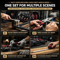 Boîte à outils roulante OEM pour pièces en chrome vanadium avec étui rigide en aluminium et poignée télescopique (noir) pour l'entretien domestique