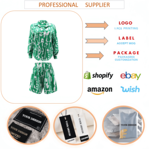 J0188 Conjuntos Cortos de Verano a la Moda para Mujer, Camisa Holgada de Manga Larga Estampada y Conjunto de Pantalones Cortos Casuales, Conjuntos de Dos Piezas, <span class=keywords><strong>Ropa</strong></span> de Mujer - Product Image 6