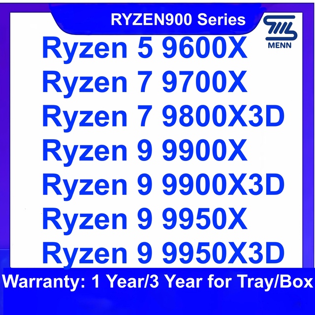 AMD9000 Series AM5 CPU R7 9800X3D 9950X3D 9900X3D 9950X 990X 9700X 9600X B850M Computer Part Tray Box Unbox Processor
