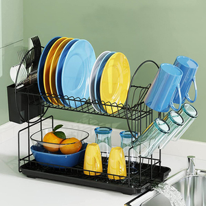 Égouttoir de vaisselle en métal, pont de cuisine, <span class=keywords><strong>grand</strong></span> égouttoir de vaisselle avec plateau à couverts en plastique - Product Image 5