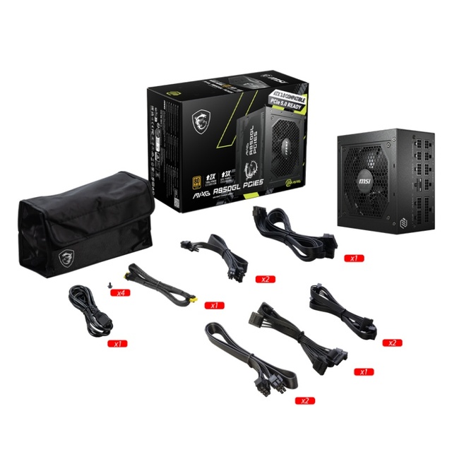 Wholesale MSI MAG A850GL PCIE5 BK ATX3.0 DC Power Supply Full Modular Gold PSU 850W for Gaming Desktop Switching Power Supply