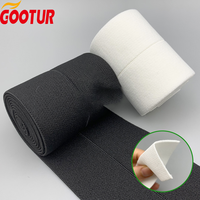 Bande élastique de sport en stock avec fermeture par corde pliée, respirante, noire et blanche, ceinture élastique personnalisée pour la couture de vêtements