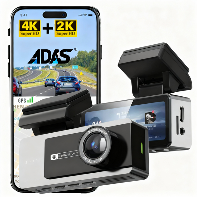 4K AI Dash Cam Video Recorder 4K+2K WIFI GPS G Sensor Dual Lens IPS Screen 3.2 Inch 2 Channel App Private Mode Factory Wholesale