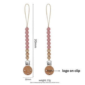 Clip para chupete de dentición <span class=keywords><strong>con</strong></span> <span class=keywords><strong>nombre</strong></span> personalizado, cuentas de silicona ligeras y personalizadas, pinzas para chupete de bebé de madera - Product Image 5