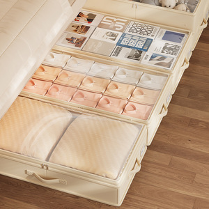 Caja de almacenamiento debajo de la cama, rectangular, capacidad de 90L-100L, estilo cajón, color sólido, con asa para ropa y ropa de cama - Product Image 2