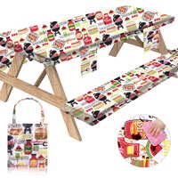 Housse de table de pique-nique Tenrich 30 x 72 pouces, ensemble de 3 pièces, avec logo personnalisé, motif géométrique imprimé à la main