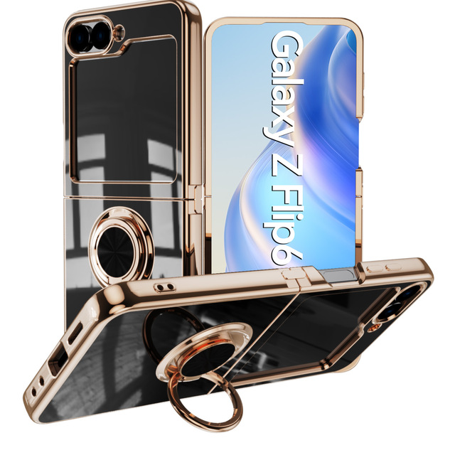 Luxury Quality Electroplate Magnetic Ring Kickstand Soft Tpu Phone case for samsung Z Flip 8 Flip 7