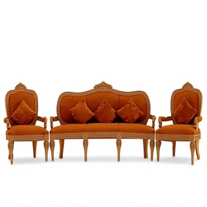 Juego de Sofás Dorados para Bodas Hindúes, Diseño Moderno, Sofá para Bodas con Automans, Juego de Sofás con Tallado Pesado para Bodas Indias, EE. UU. - Product Image 1