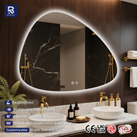 Espejo de Baño LED con Forma de Piedra Irregular, Espejo de Pared Orgánico sin Marco con Retroiluminación, Antivaho, Táctil, para Decoración de Baños de Hoteles de Lujo