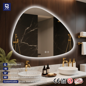 Miroir <span class=keywords><strong>de</strong></span> <span class=keywords><strong>salle</strong></span> <span class=keywords><strong>de</strong></span> <span class=keywords><strong>bain</strong></span> LED moderne <span class=keywords><strong>de</strong></span> forme irrégulière, miroir asymétrique rétroéclairé intelligent avec certifications UL CE SAA pour projets hôteliers <span class=keywords><strong>de</strong></span> luxe, vente en gros - Product Image 1