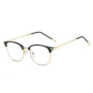 Recién llegado, <span class=keywords><strong>gafas</strong></span> de negocios de montura completa para <span class=keywords><strong>hombre</strong></span> de oro negro, montura de Metal, montura óptica de luz Anti-azul Retro 2025 - Product Image 2