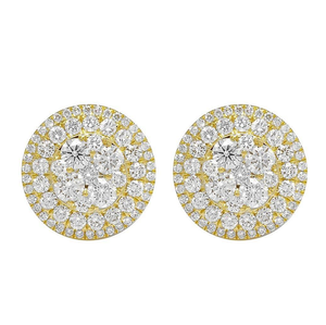Luxury <b>Silver</b> Lab Grown Diamond Cluster Earrings with 10K Gold Plated Finish Stylish <b>Stud</b> Jewelry for Women - Product Image 1