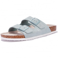 Sandal Wanita Mode Musim Panas Logo Kustom Tren Baru Sandal Luar dengan 2 Tali Gesper Busa Memori Sandal Selop Wanita
