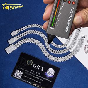 तेजी से शिपिंग थोक मूल्य स्टर्लिंग सिल्वर 925 आइस्ड आउट फाइन हिप हॉप ज्वेलरी वीवीएस मोइसानाइट डायमंड क्यूबन लिंक ब्रेसलेट चेन - Product Image 2