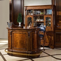 Meubles de bureau en bois sculpté classique américain de luxe, table de bureau en bois de chêne antique, table de bureau incurvée en bois, bureau de direction