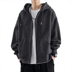 High Quality 100% Cotton Fleece-<b>Lined</b> Men's Zip-Up <b>Hoodie</b> with Soft Warm Interior, Drawstring Hood and Custom Branding - Product Image 3