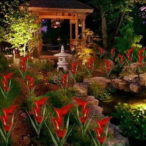 Solar Powered Red Light Led Calla lily solar outdoor flowers light landscape Stake light solar garden flowers for garden yard