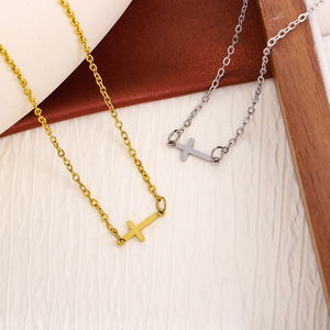 <span class=keywords><strong>Collier</strong></span> ras du cou délicat en <span class=keywords><strong>acier</strong></span> <span class=keywords><strong>inoxydable</strong></span> avec pendentif croix papillon et zircon pavé rond ajouré, bijoux de mode pour femmes, vente en gros - Product Image 4
