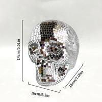 Chuang De Décoration de Halloween : Boule disco crâne suspendue, miroir scintillant argenté et violet, imperméable, réutilisable, portable et durable