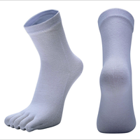 Chaussettes de travail pour hommes à cinq doigts, mi-hautes, à orteils séparés, déodorantes, noires, respirantes, en coton peigné absorbant la transpiration
