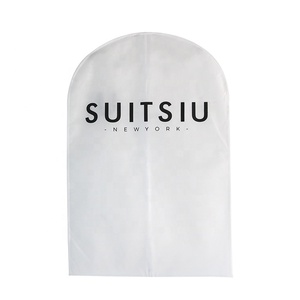 Housse de costume, <span class=keywords><strong>sac</strong></span> en tissu Non tissé blanc pour vêtements avec poignée, Logo personnalisé - Product Image 1