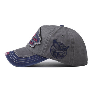 Casquettes de baseball unisexe pour l'extérieur, style printemps-automne, à <span class=keywords><strong>5</strong></span> panneaux, avec lettres brodées pentagramme, effet <span class=keywords><strong>d</strong></span>élavé et usé - Product Image 4