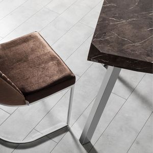 Klas Luxury European Modern Extendable Rectangle Dining <b>Table</b> with Marble Top and Stainless Steel <b>Legs</b> 6-Seater - Product Image 5