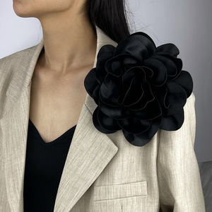Broche de Flor de Rosa de Tela de Satén de 19 cm, Regalos de San Valentín, Broche de Flor de <span class=keywords><strong>Camelia</strong></span> Extra Grande, Broches de Solapa para Mujer - Product Image 6