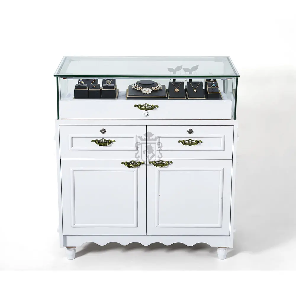Jewelry Display Cases Wholesale Cabinet Counter Table Jewelry Shop Showroom Design Glass Counter with Drawer